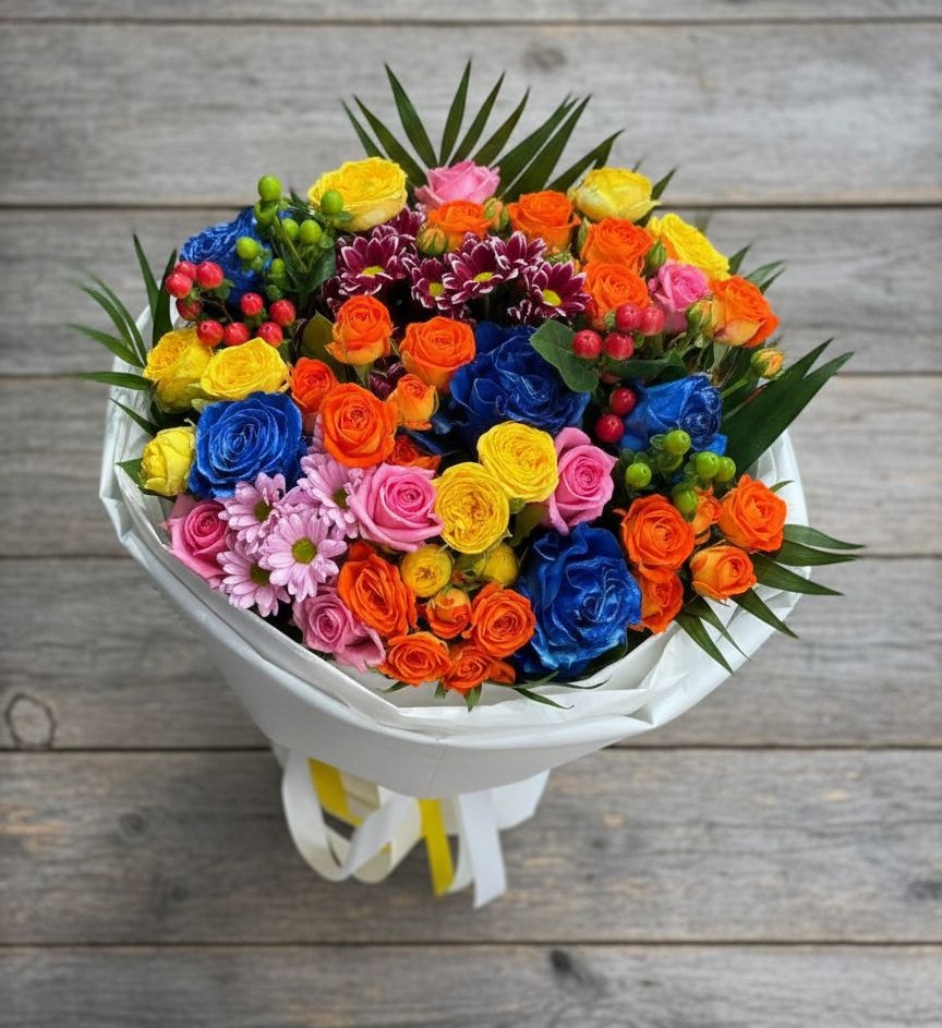 Букет цветов из: Розы и Хризантемы в Чанки