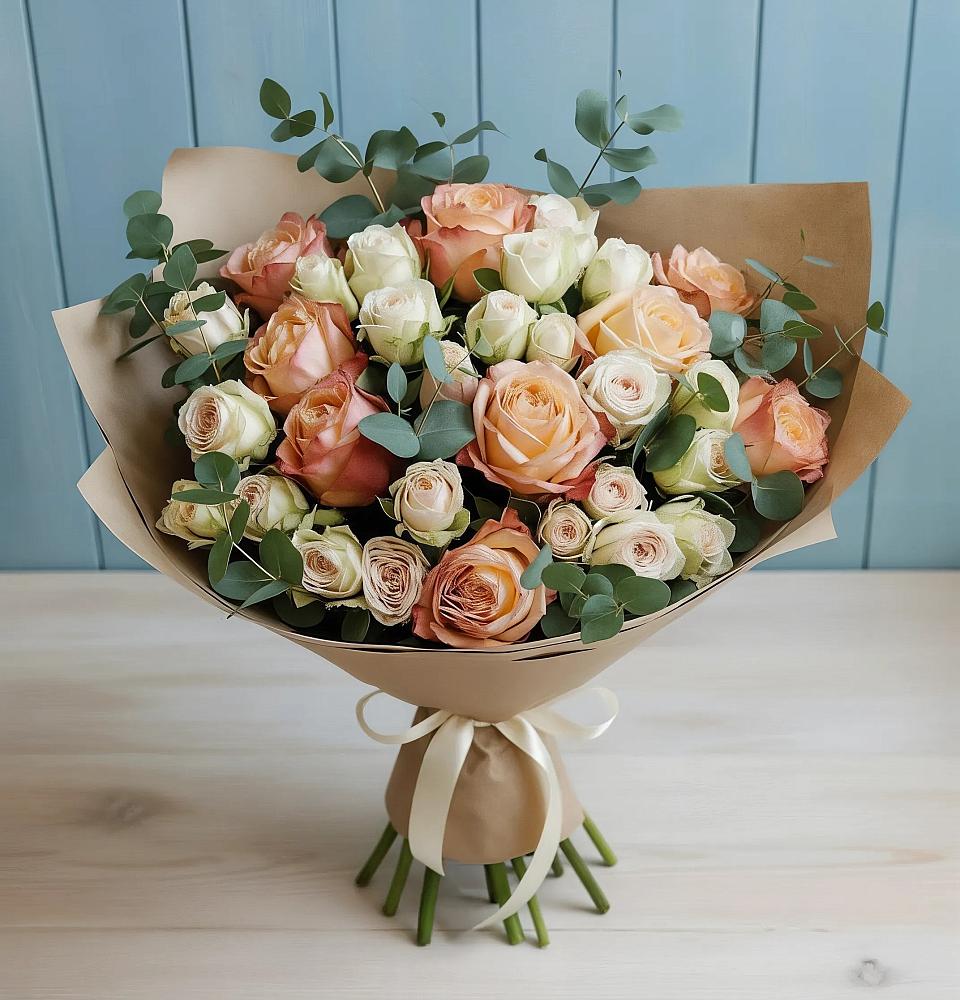 Букет цветов из: Альстромерии и Розы в Чанки