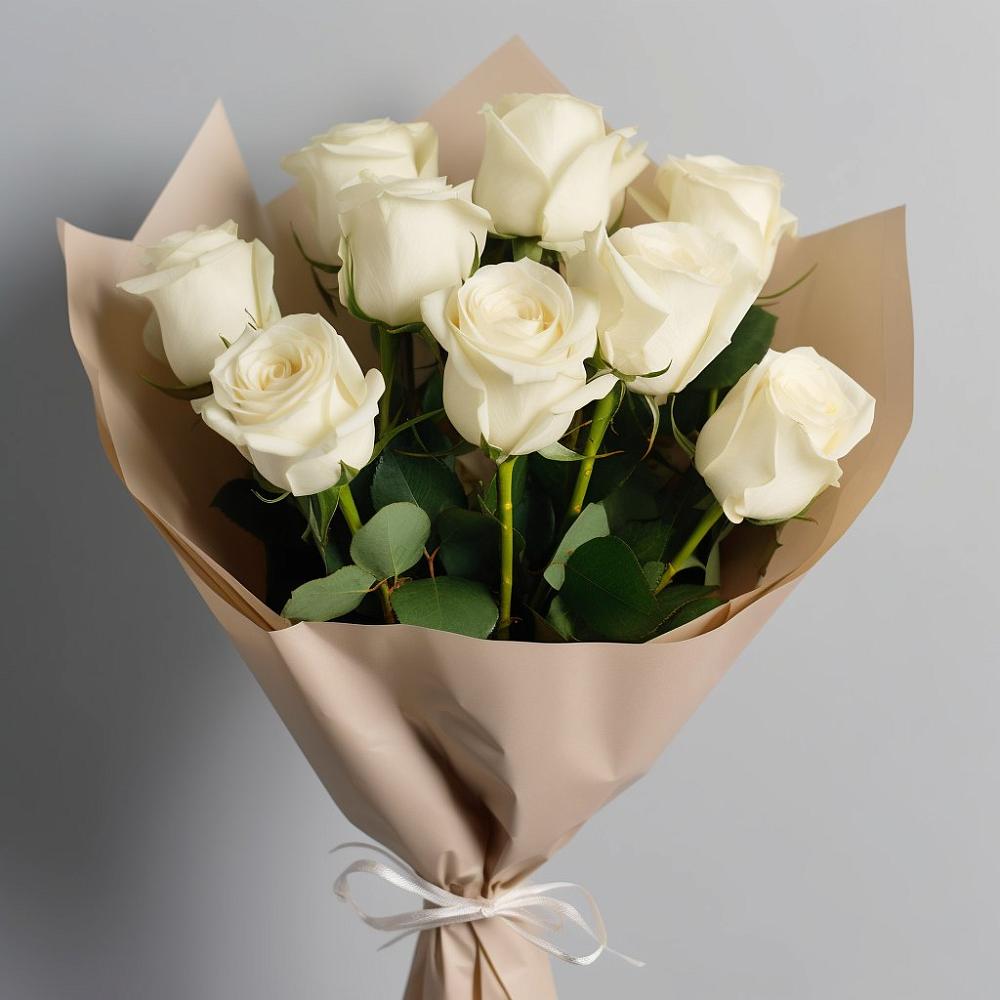 Букет 9 Белых роз Эдлесс Лав в Чанки