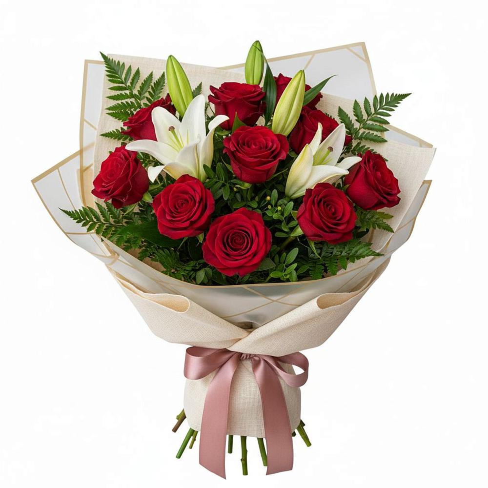 Букет цветов из: Лилии и Розы в Чанки