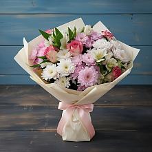 Букет цветов из:  Хризантемы, Альстромерии и Розы в Чанки