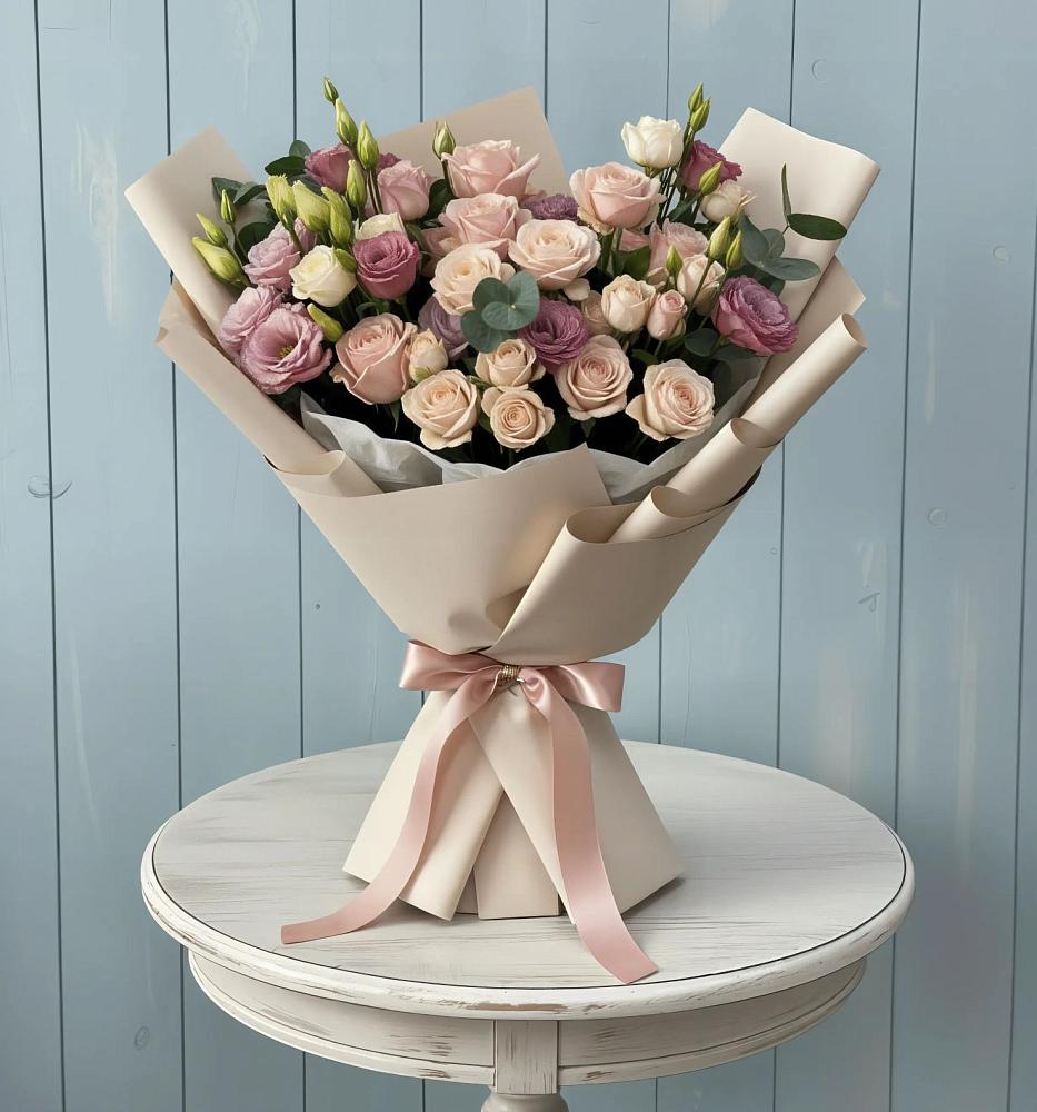 Букет цветов из: Розы и Лизиантусы в Чанки