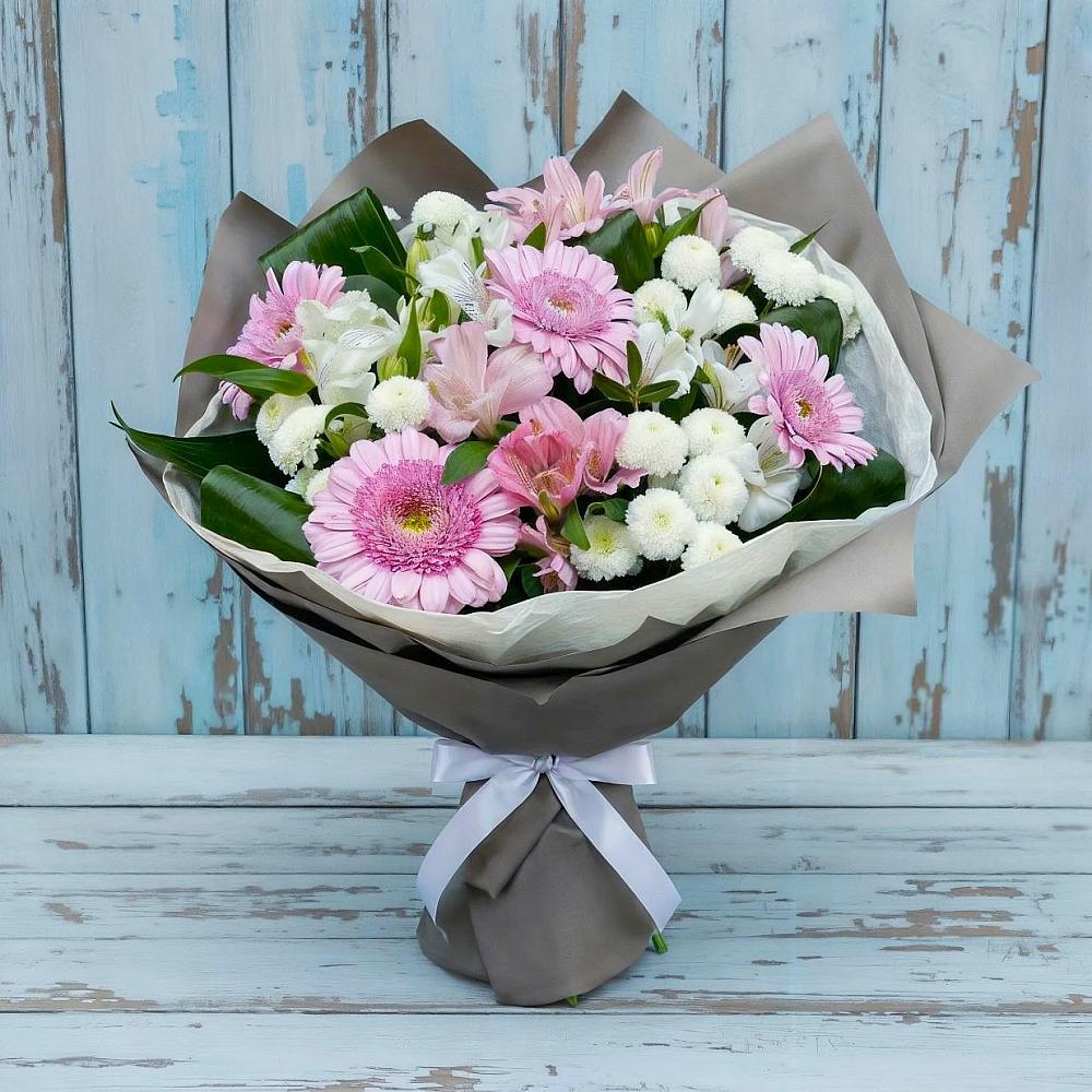 Букет цветов из: Герберы, Альстромерии и Хризантемы в Чанки